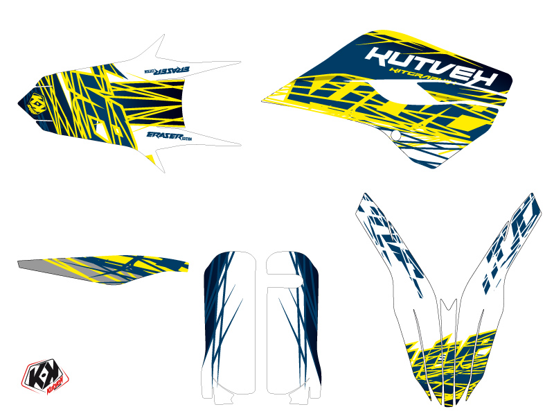 Deko Set Moto Cross Radiergummi Husqvarna 300 TE gelb blau - Bild 2 von 2