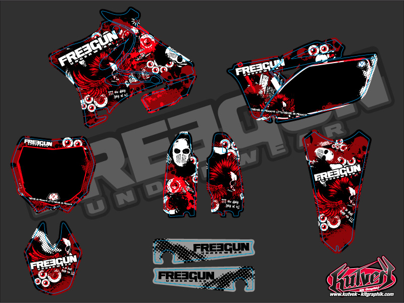 Kit adesivi per moto cross Freegun Yamaha 125 YZ rosso - Foto 2 di 2